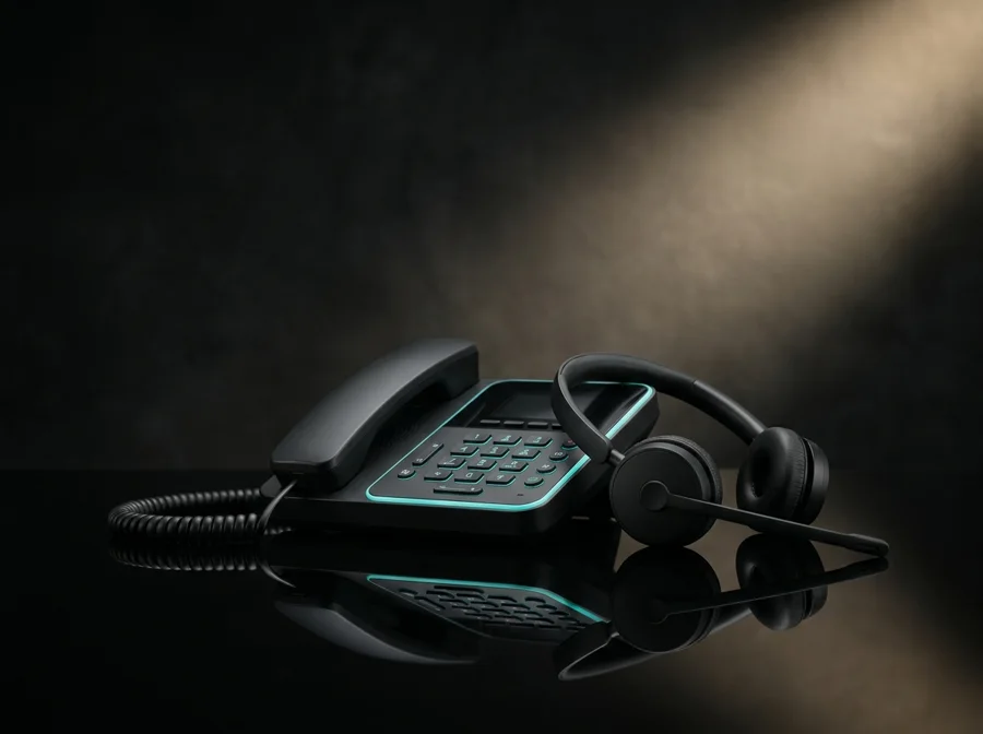 Tischtelefon mit Headset